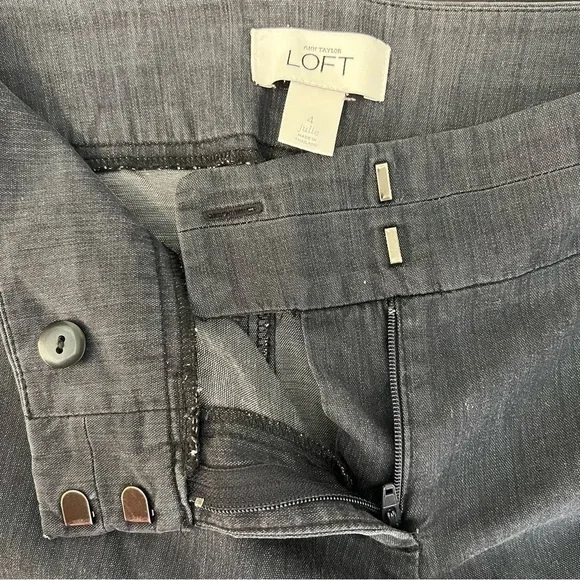 Loft Cotton blend cropped casual pant, lightweight, blue, size 4 - Picture 3 of 12